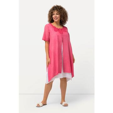 Tunika-Kleid, Spitze, doppellagig, Rundhals, Halbarm