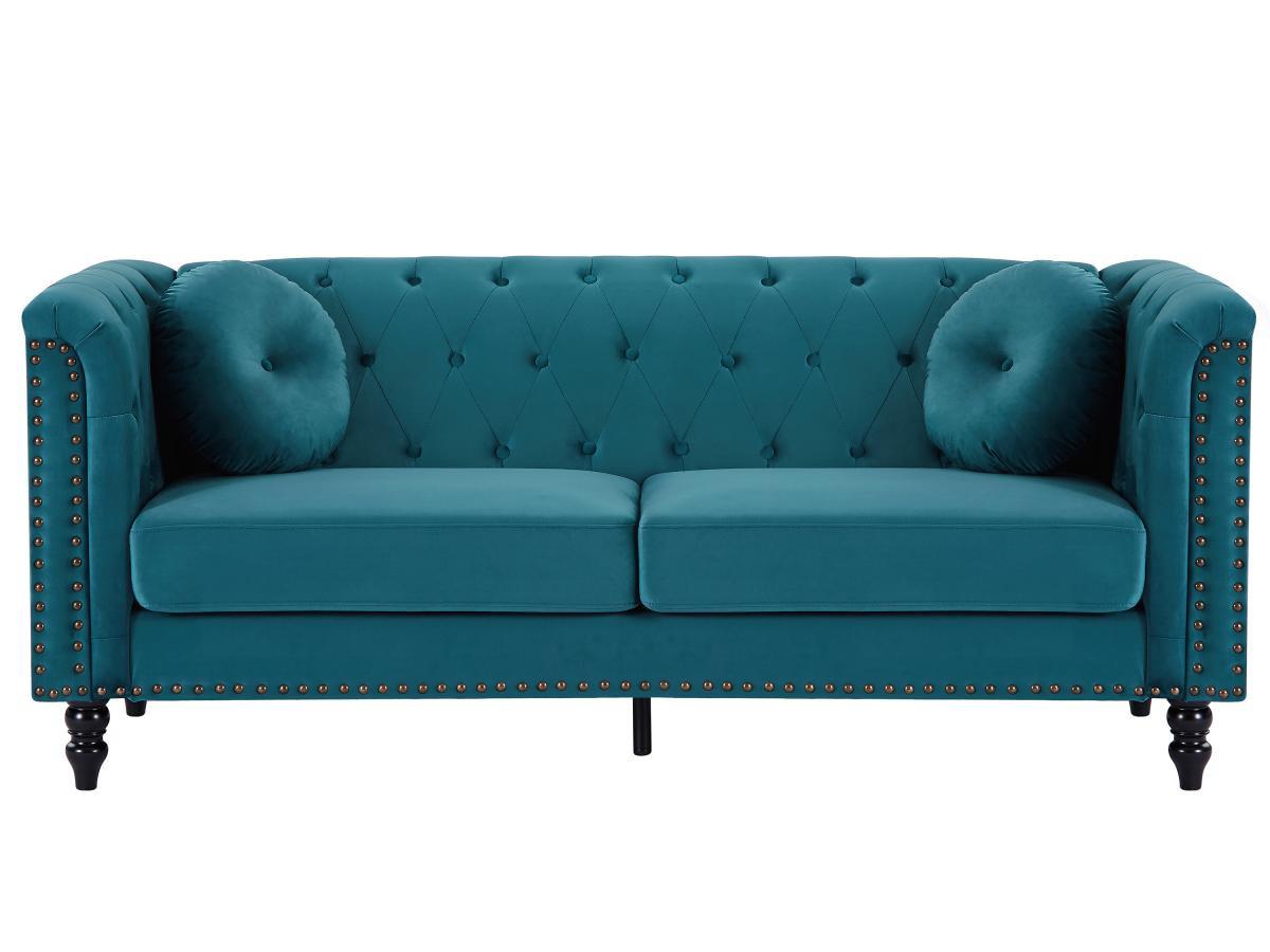 Vente-unique Sofa 3-Sitzer - Samt - Grünblau - TURNER  