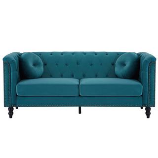 Vente-unique Sofa 3-Sitzer - Samt - Grünblau - TURNER  