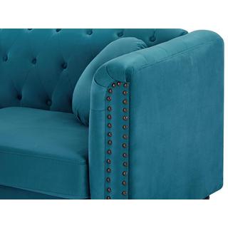 Vente-unique Sofa 3-Sitzer - Samt - Grünblau - TURNER  