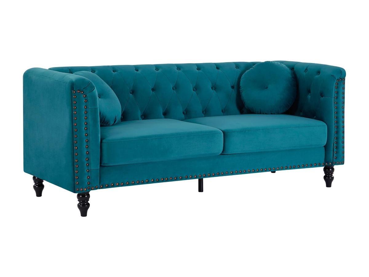 Vente-unique Sofa 3-Sitzer - Samt - Grünblau - TURNER  