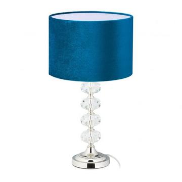 Lampe de table en cristal et velours bleu