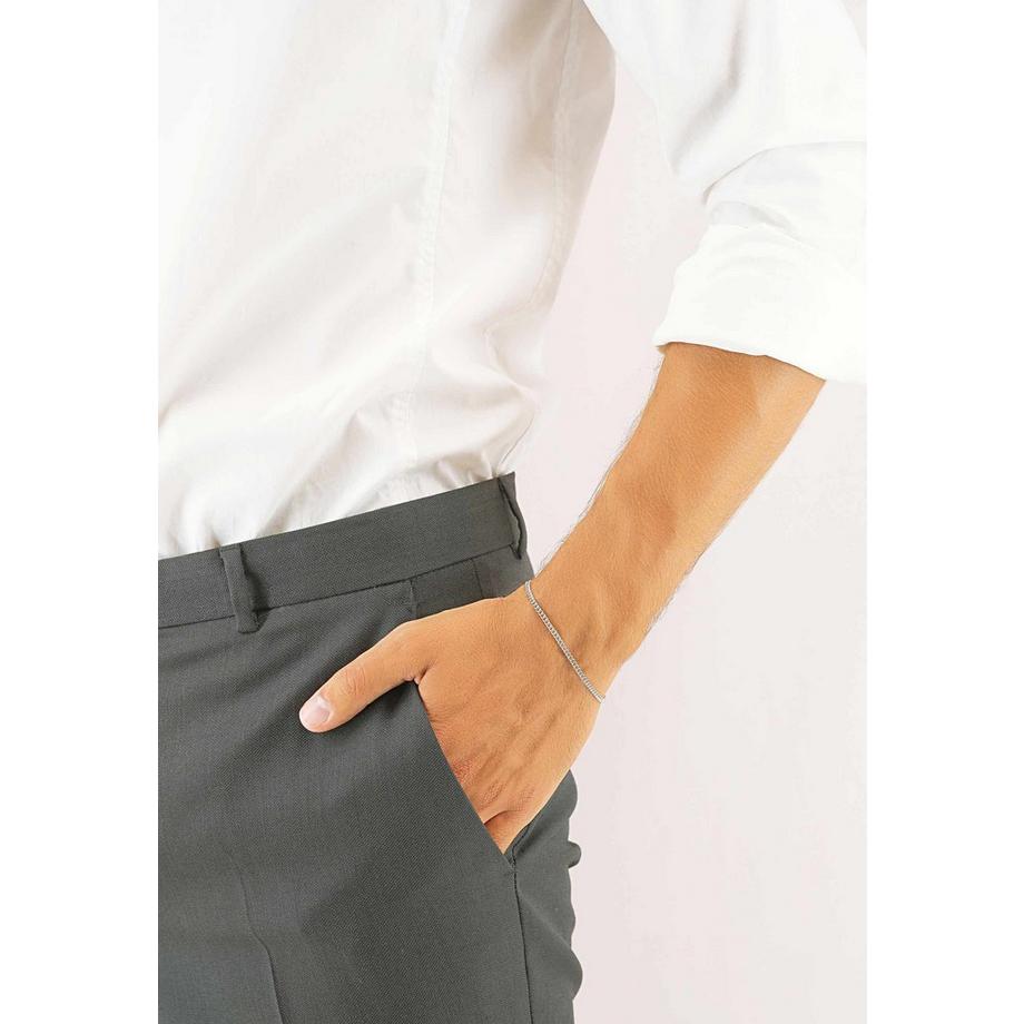 MUAU Schmuck  Bracelet Panzer rund Weissgold 750, 2.7mm, 19cm 