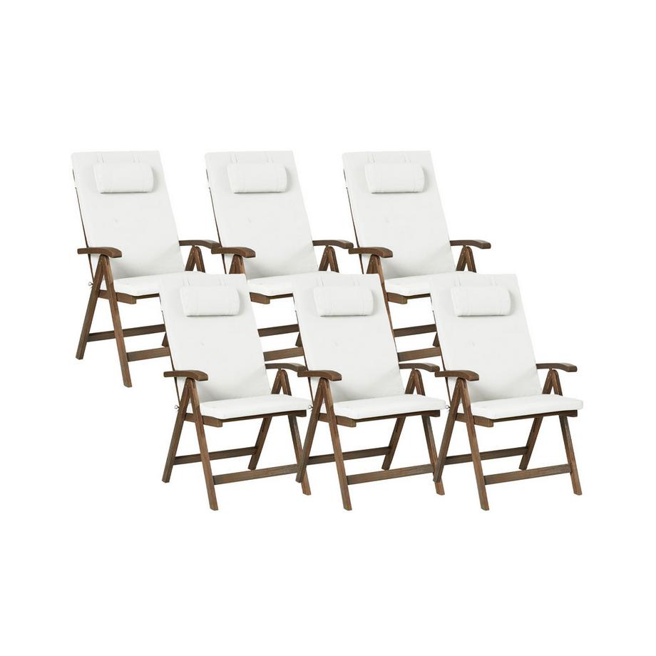 Set mit 6 Stühlen und Sitzkissen aus Akazienholz  AMANTEA PREMIUM