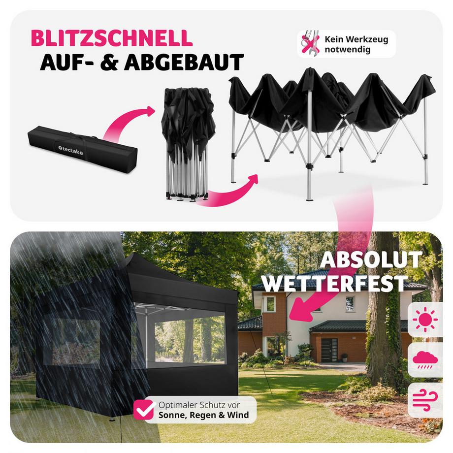 Tectake Gazebo pieghevole Olivia 3x3 m con 4 elementi laterali  