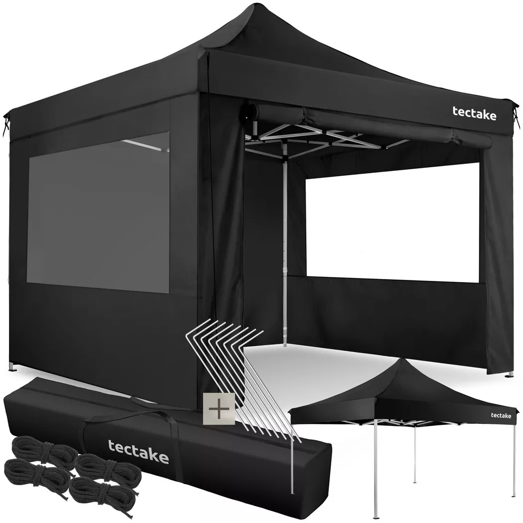 Tectake - Pavillon pliant en aluminium Olivia 3 x 3 m, 300cm, Charcoal Black