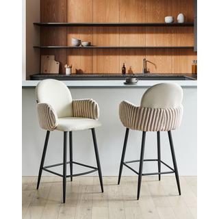 Beliani Set mit 2 Barstühlen aus Stoff Retro AMITY  