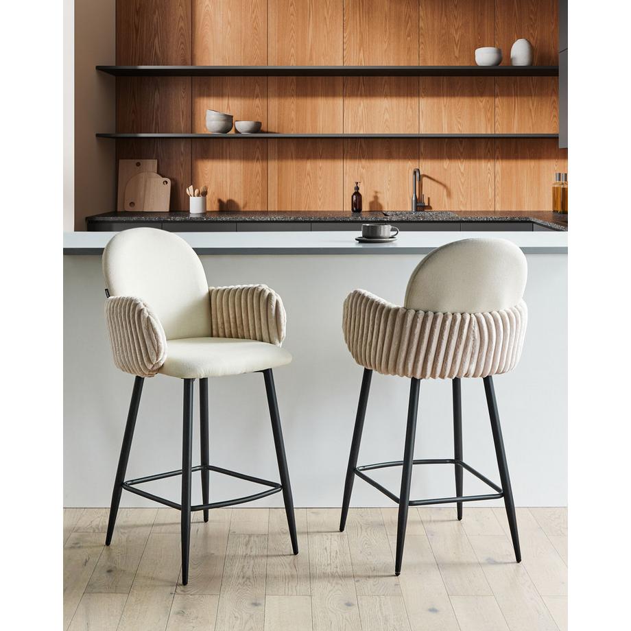 Beliani Set mit 2 Barstühlen aus Stoff Retro AMITY  