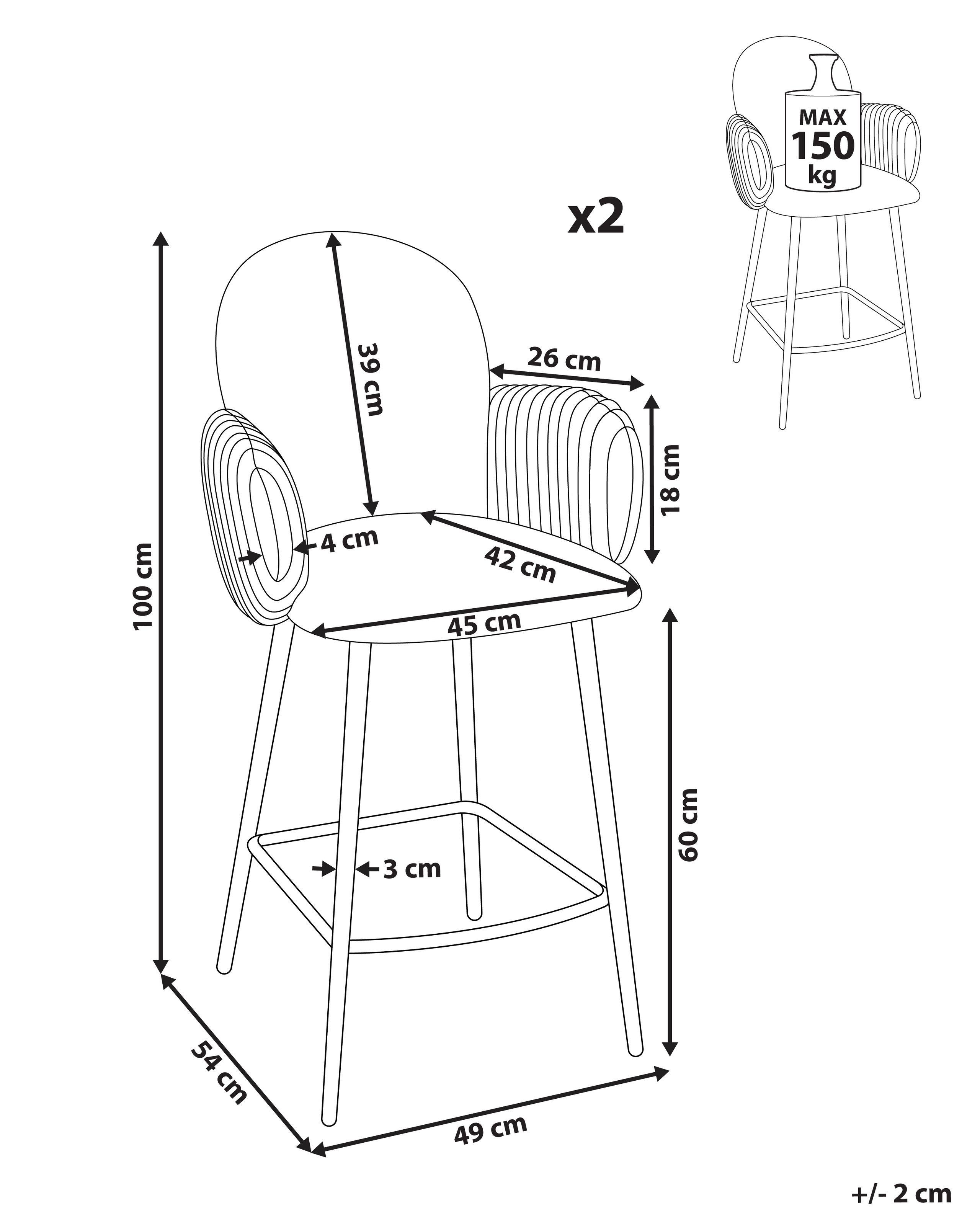 Beliani Set mit 2 Barstühlen aus Stoff Retro AMITY  