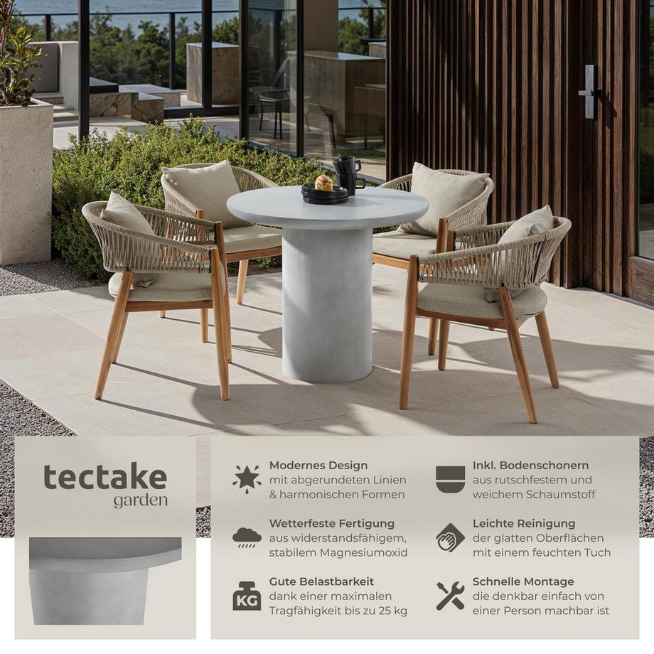 Tectake Runder Gartentisch Talmi minimalistisches Design wetterfest  