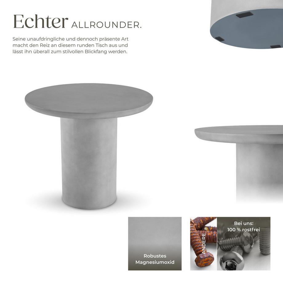 Tectake Runder Gartentisch Talmi minimalistisches Design wetterfest  