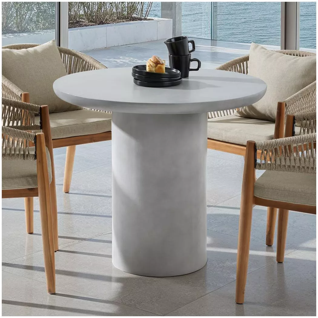 Tectake - Table de jardin ronde talmi 86,5x75,5cm - gris béton