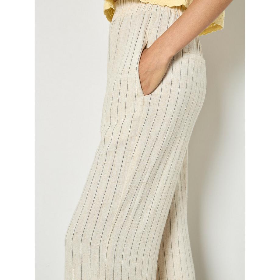 APRICOT Nadelstreifen-Hose aus Leinenmischung mit weitem Bein  