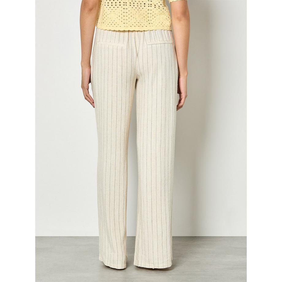 APRICOT Nadelstreifen-Hose aus Leinenmischung mit weitem Bein  