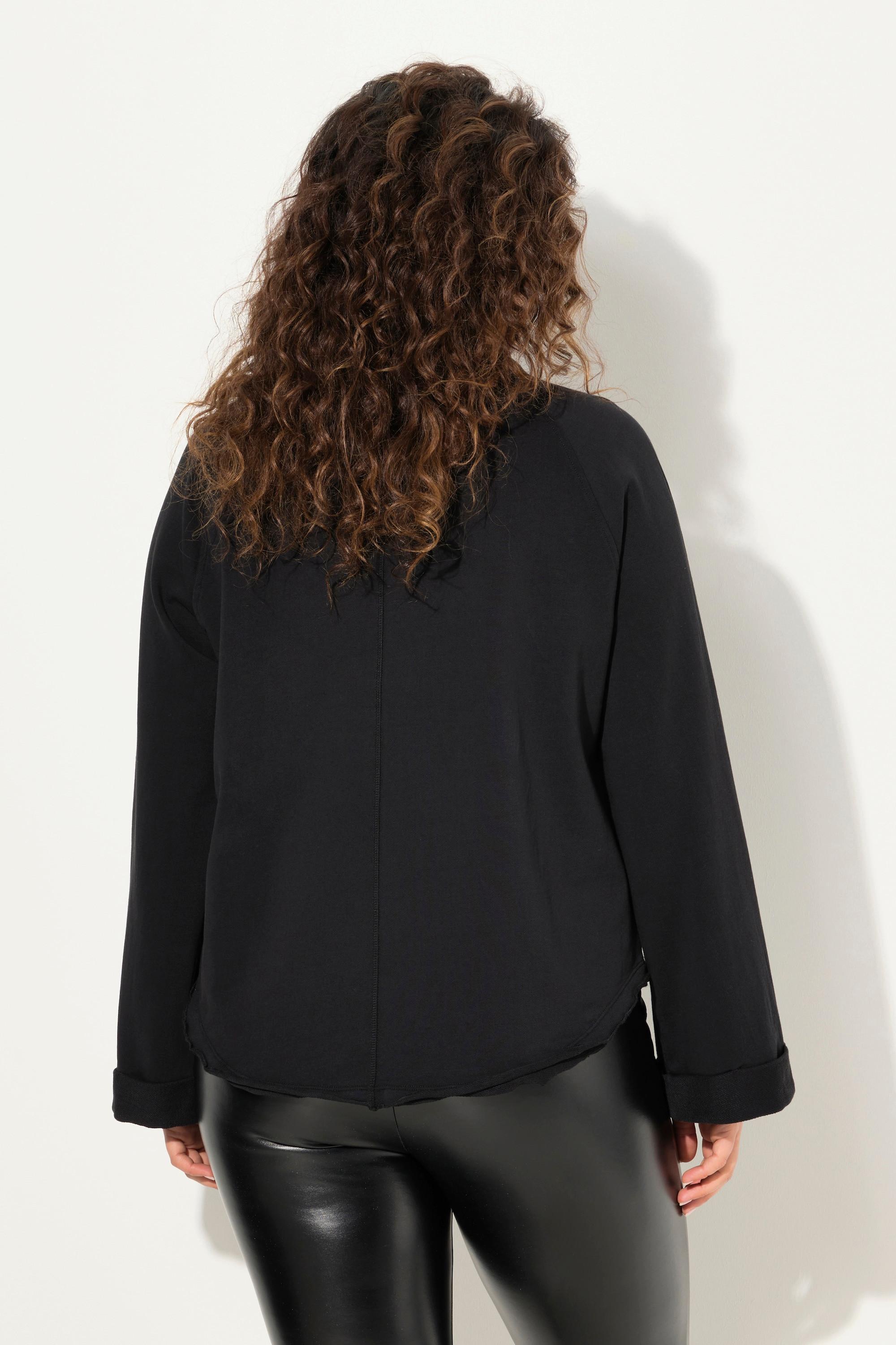 Ulla Popken Sweatshirt Rollkanten Rundhals Raglan Langarm  