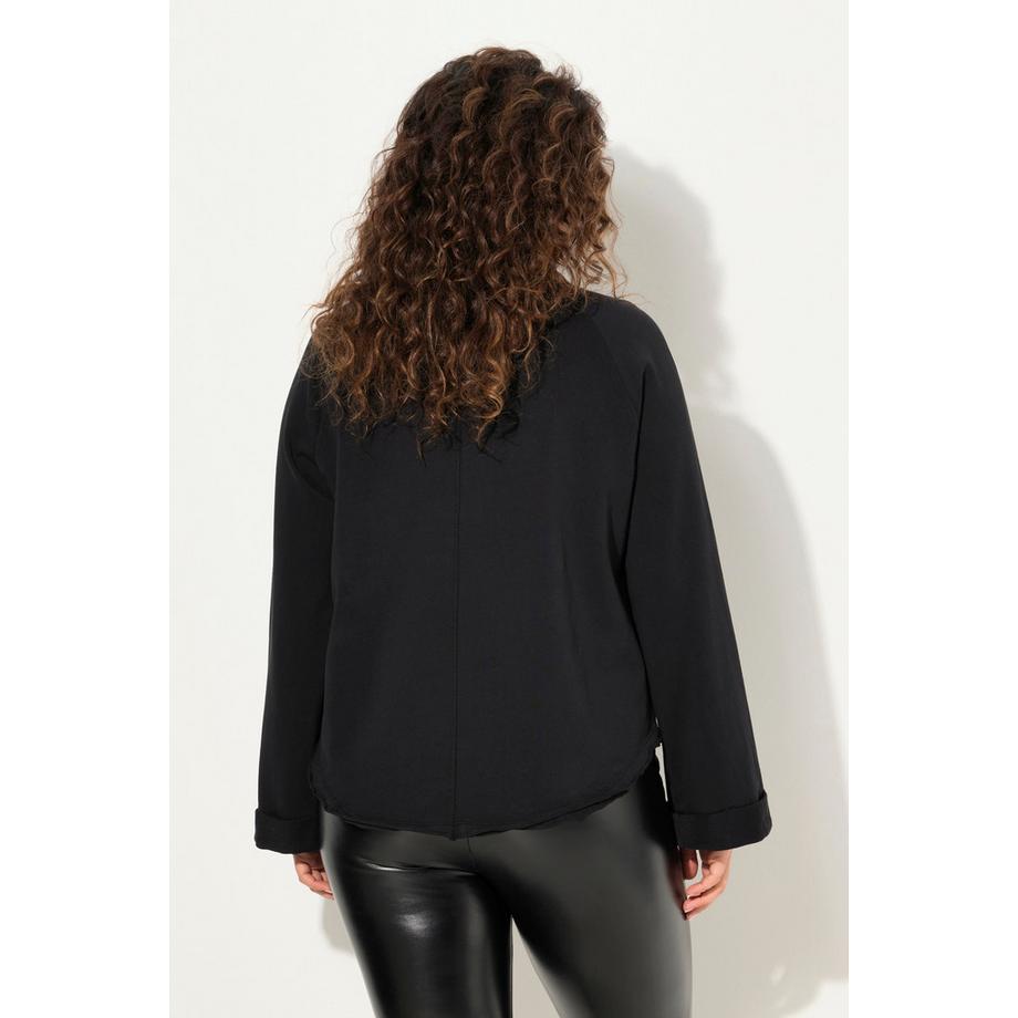 Ulla Popken Sweat-shirt Bords Roulottés Col Rond Manches Longues Raglan  