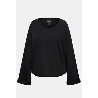 Ulla Popken  Felpa con orli arrotolati, scollo rotondo e maniche lunghe raglan 