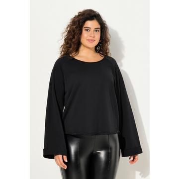 Felpa con orli arrotolati, scollo rotondo e maniche lunghe raglan