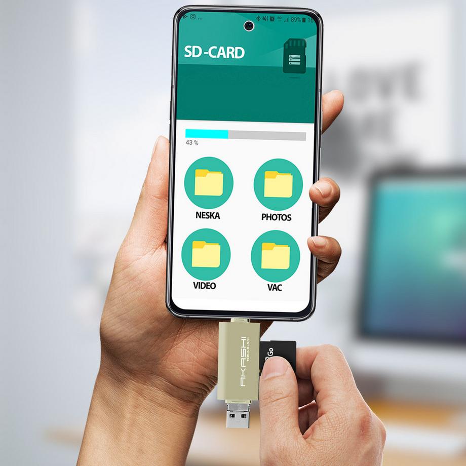 Akashi  Lettore schede SD / Micro SD 3in1 Akashi 