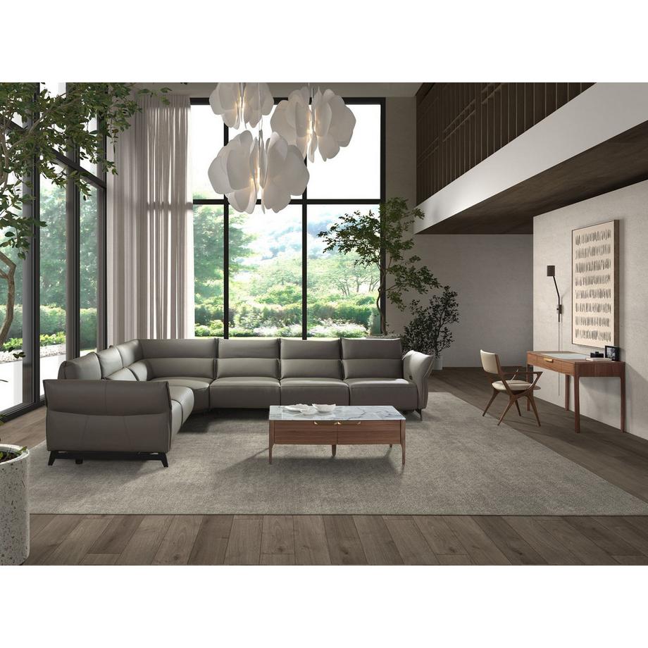 ANGEL CERDA Rechteckiger Couchtisch aus Glas mit Marmor- und Nussbaumimitation  