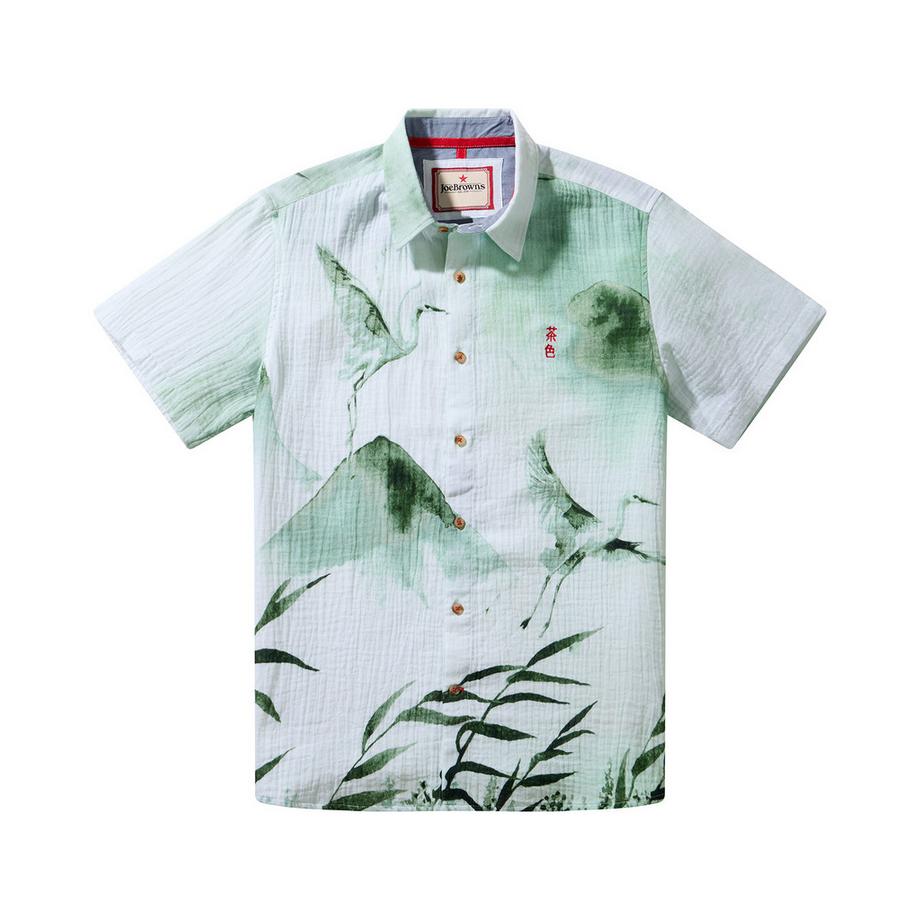 Joe Browns Camicia a maniche corte in tessuto stropicciato con motivo gru  