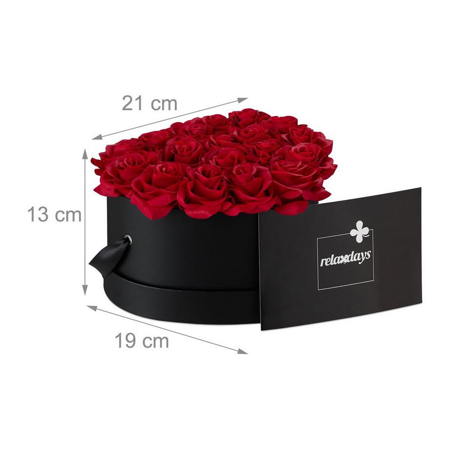 Northix Boîte à roses noire en forme de cœur avec 18 roses  