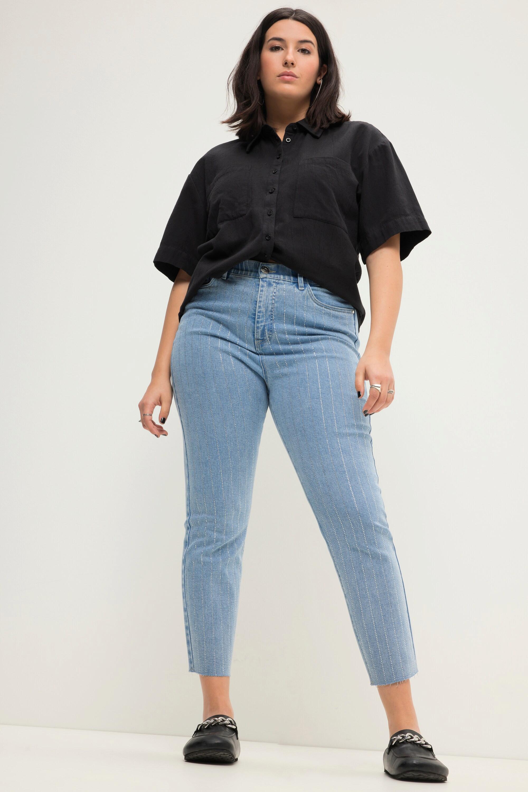 Studio Untold Mom High Waist Glitzerstreifen 5-Pocket Jeans  