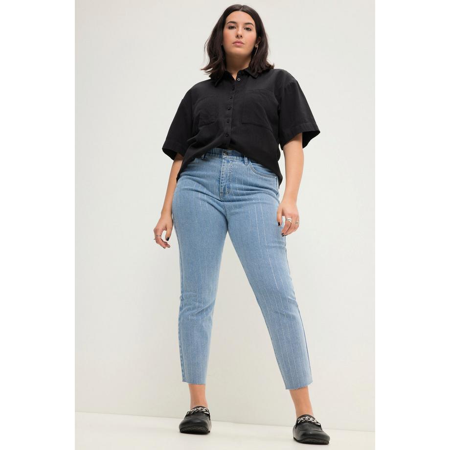 Studio Untold Mom High Waist Glitzerstreifen 5-Pocket Jeans  