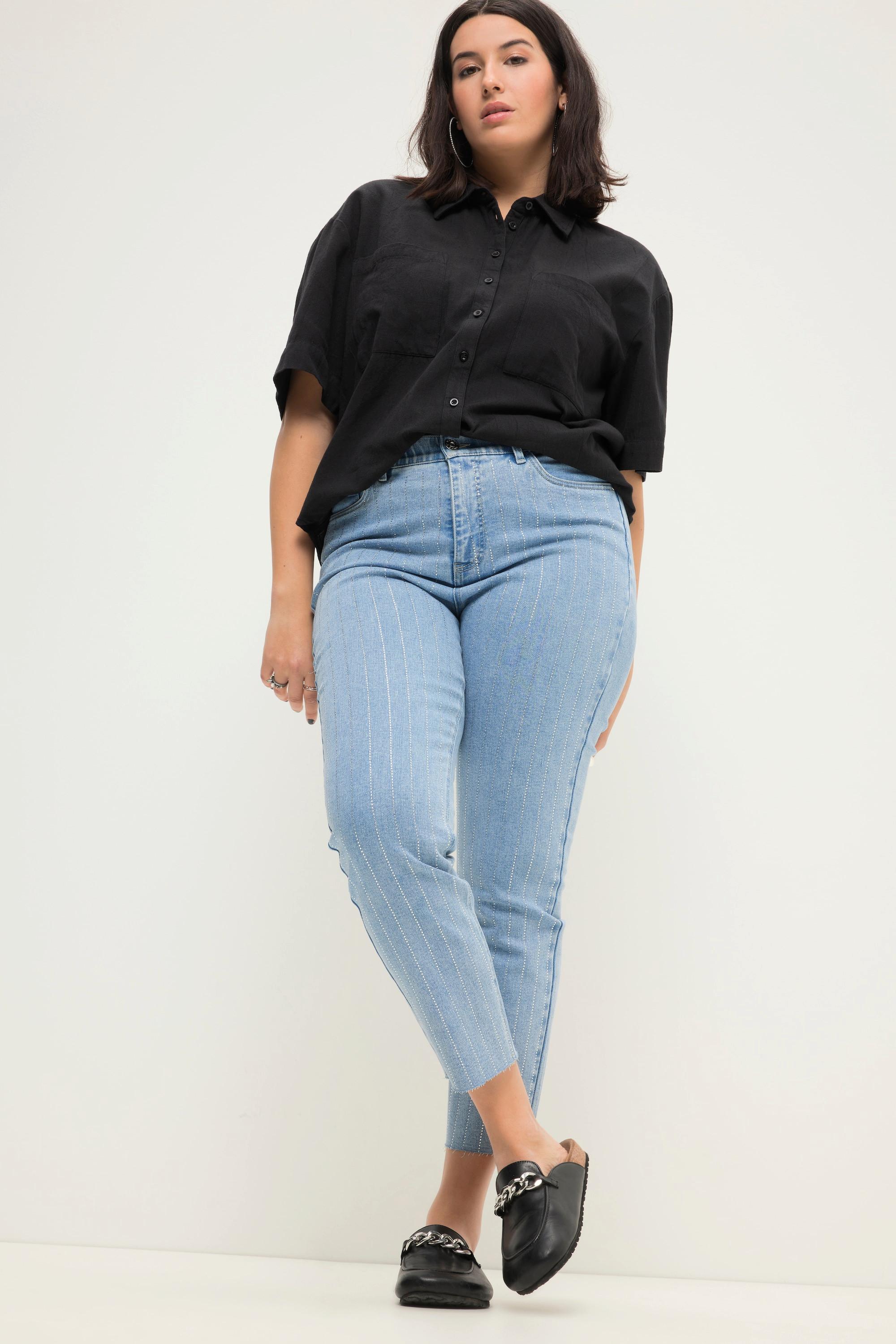 Studio Untold Mom High Waist Glitzerstreifen 5-Pocket Jeans  