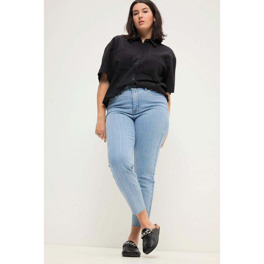 Studio Untold Mom High Waist Glitzerstreifen 5-Pocket Jeans  