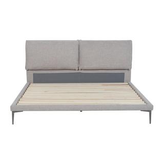 Maison Céphy Lit 160 x 200 cm - Tissu - Gris chiné + Matelas - RIMOTA  