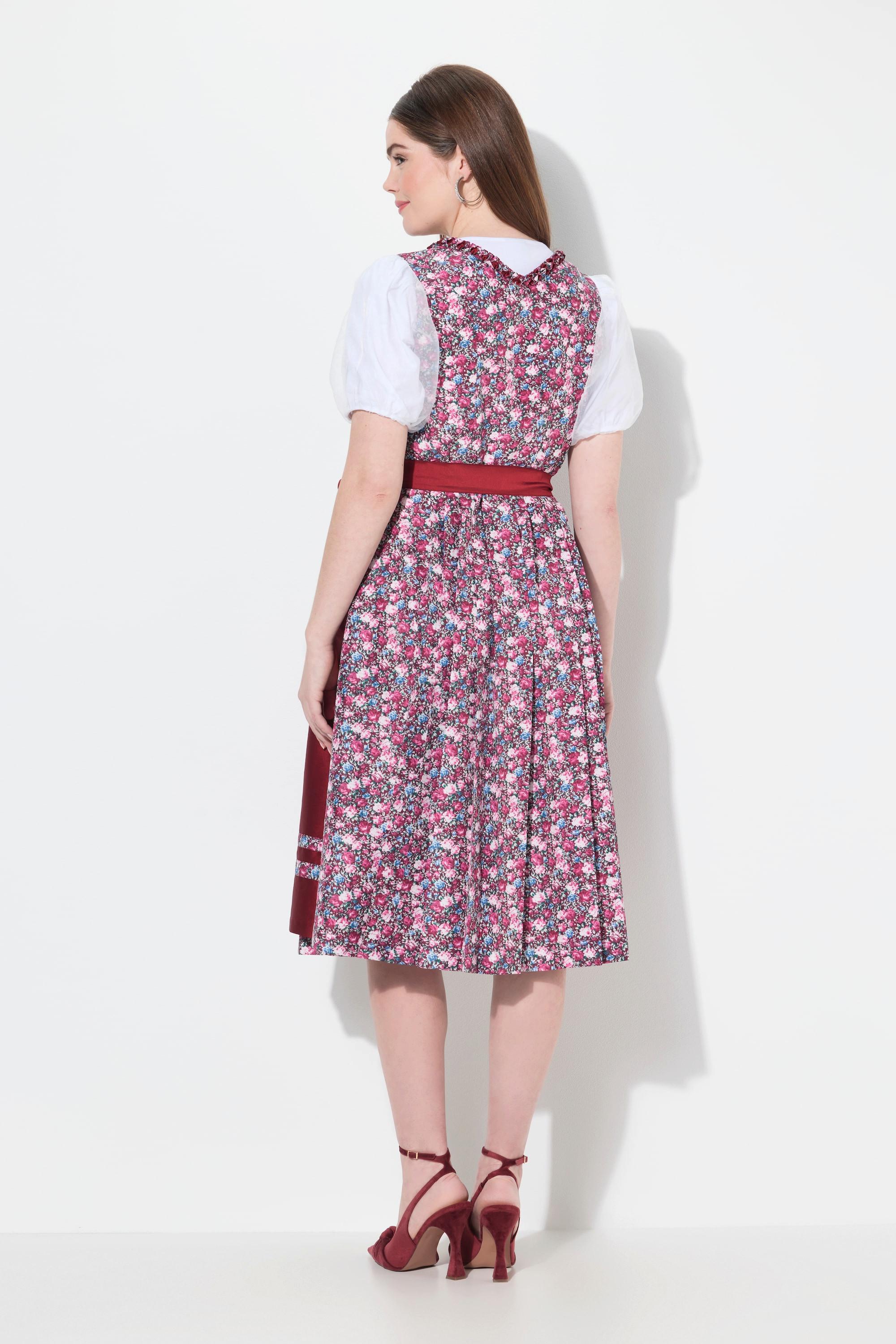 Ulla Popken Midi Dirndl Schnürung Carré-Ausschnitt Ärmellos  