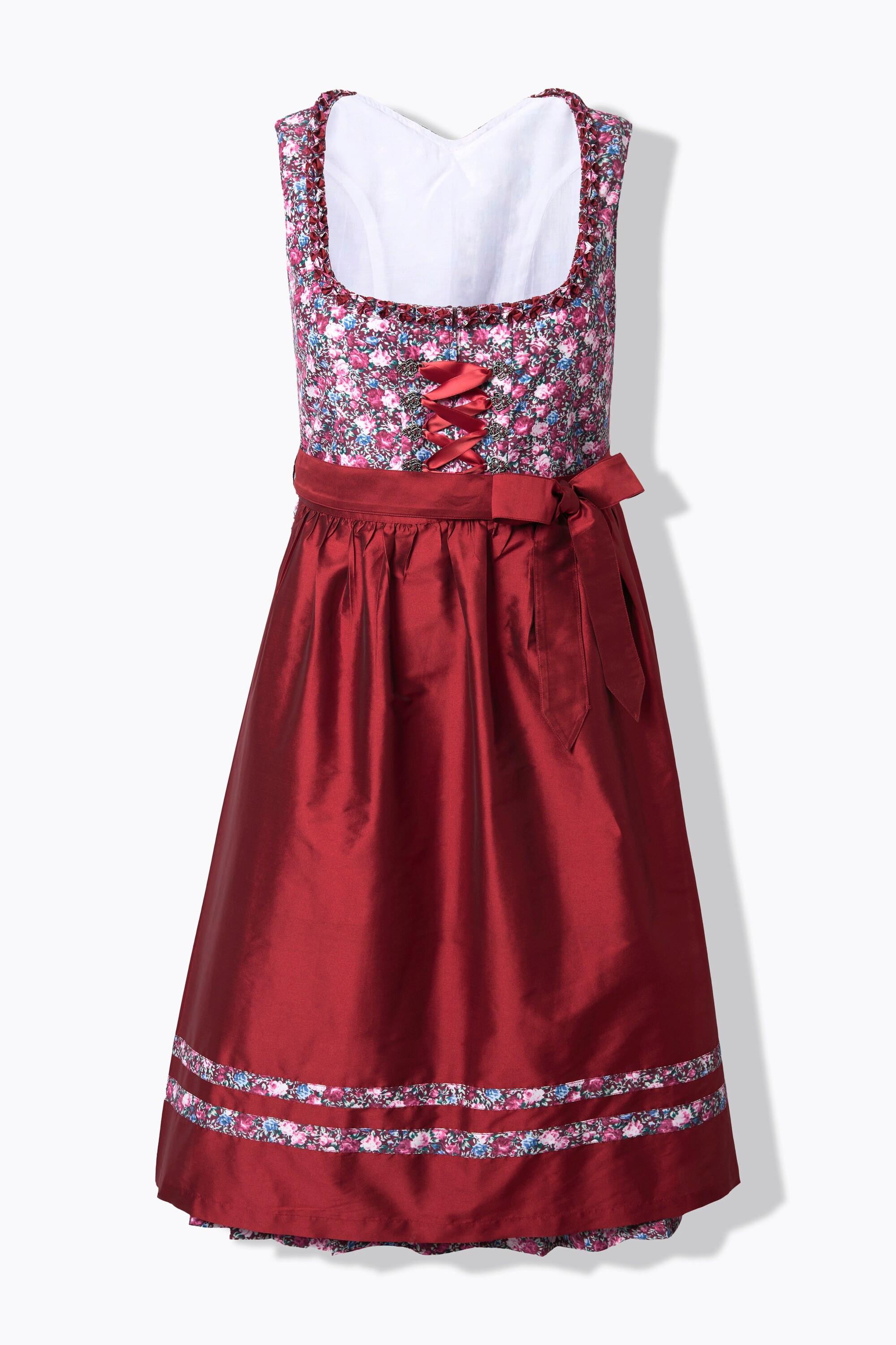 Ulla Popken Midi Dirndl Schnürung Carré-Ausschnitt Ärmellos  