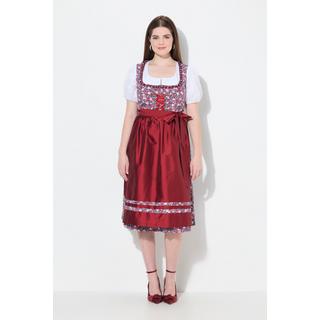 Ulla Popken Midi Dirndl Schnürung Carré-Ausschnitt Ärmellos  