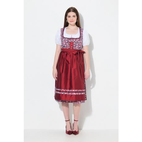 Ulla Popken Midi Dirndl Schnürung Carré-Ausschnitt Ärmellos  
