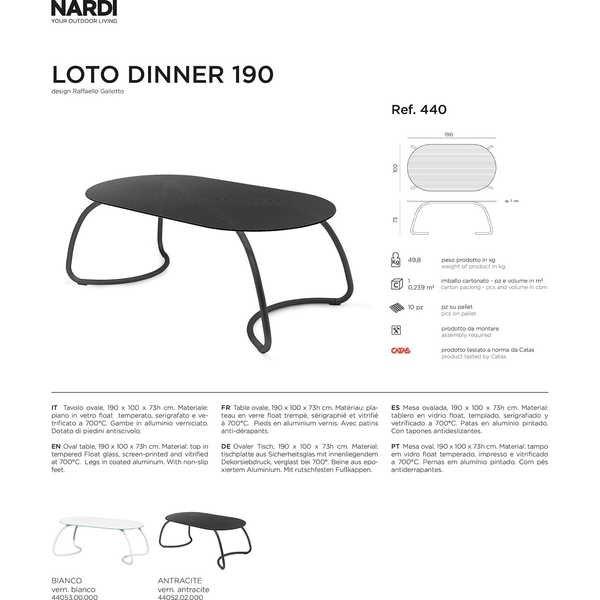 NARDI outdoor Tavolo da giardino Loto Dinner bianco 190  