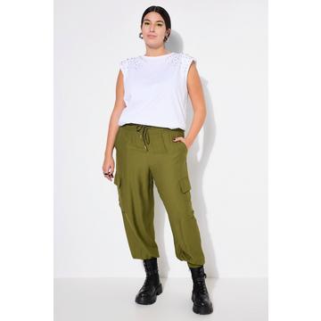 Pantalon cargo, coupe Wide Shape, ceinture et bas de jambe élastiques