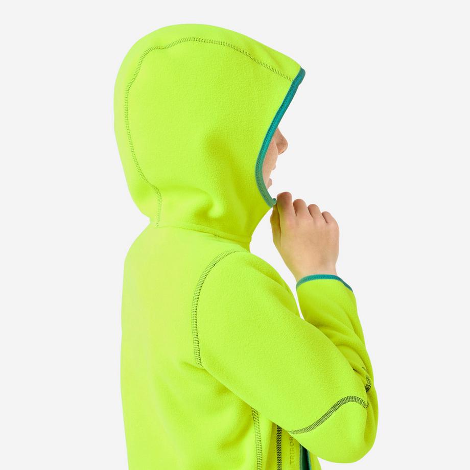 DECATHLON  Warme wendbare Segel-Fleecejacke Kinder, 500 gelb 