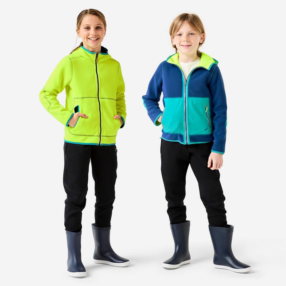 DECATHLON  Warme wendbare Segel-Fleecejacke Kinder, 500 gelb 