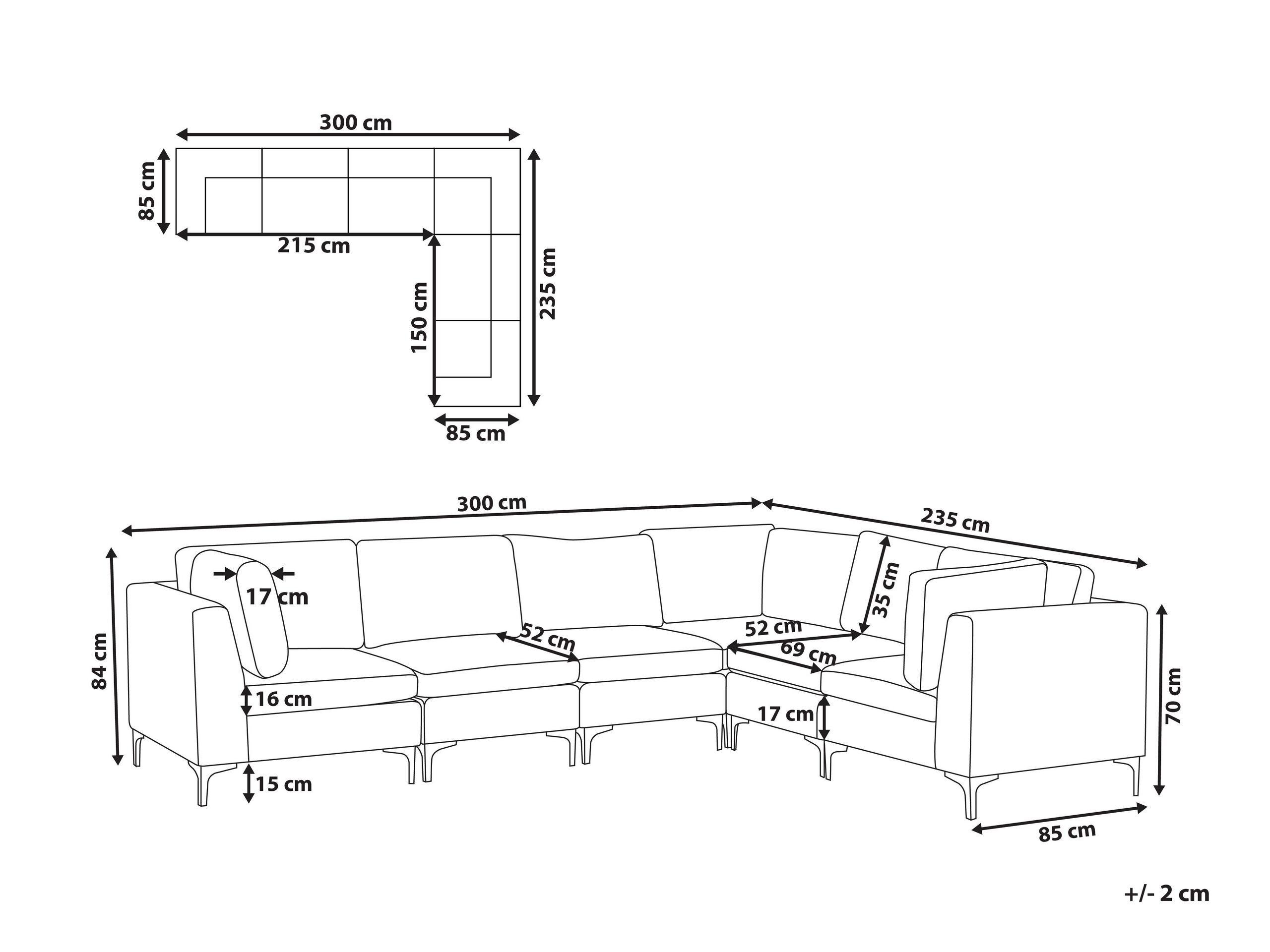 Beliani Ecksofa aus Samtstoff Modern EVJA  