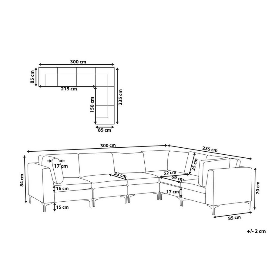 Beliani Canapé d'angle en Velours  EVJA  