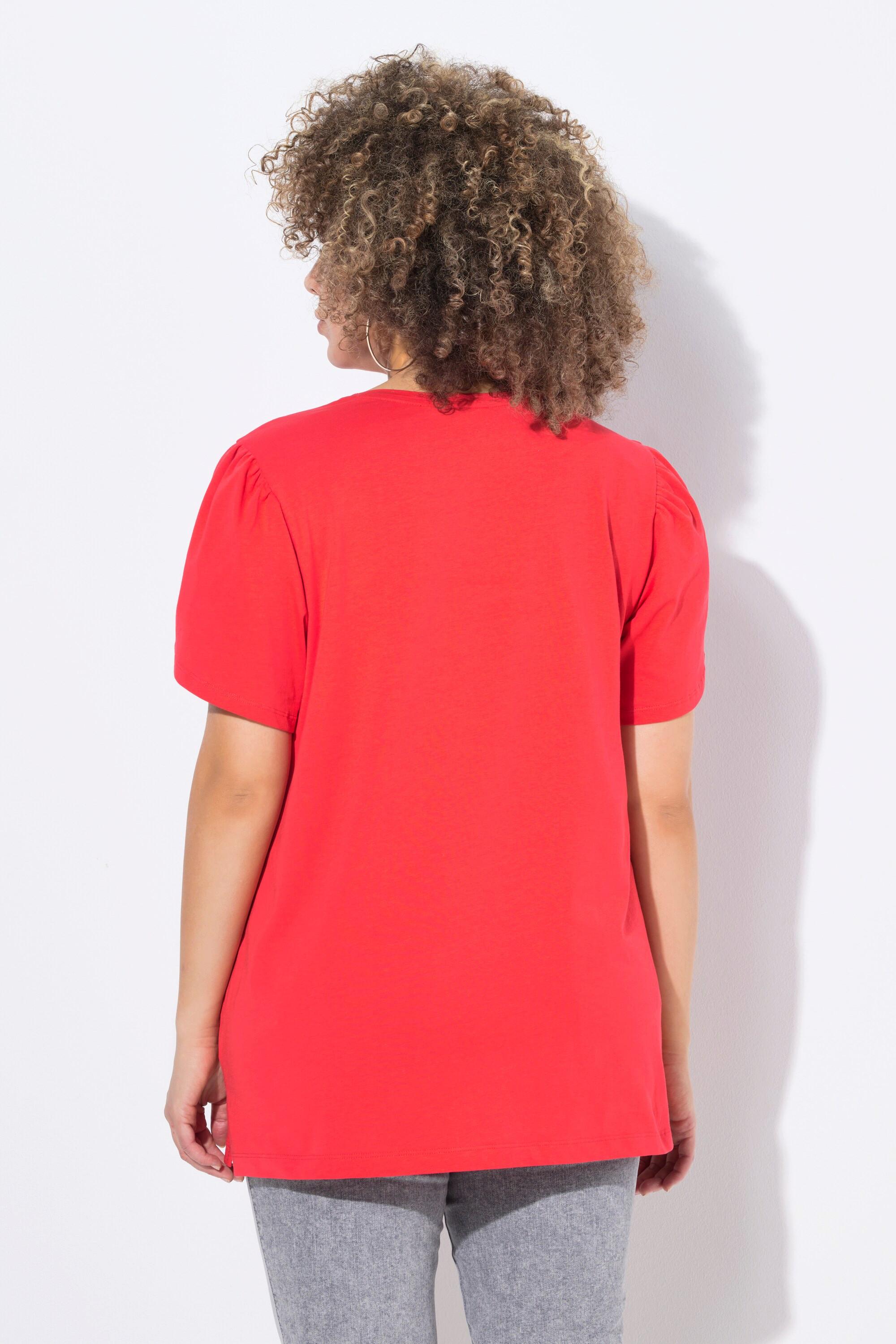 Ulla Popken T-shirt Effetto Stratificato Linea ad A Scollo Rotondo Mezza Manica  