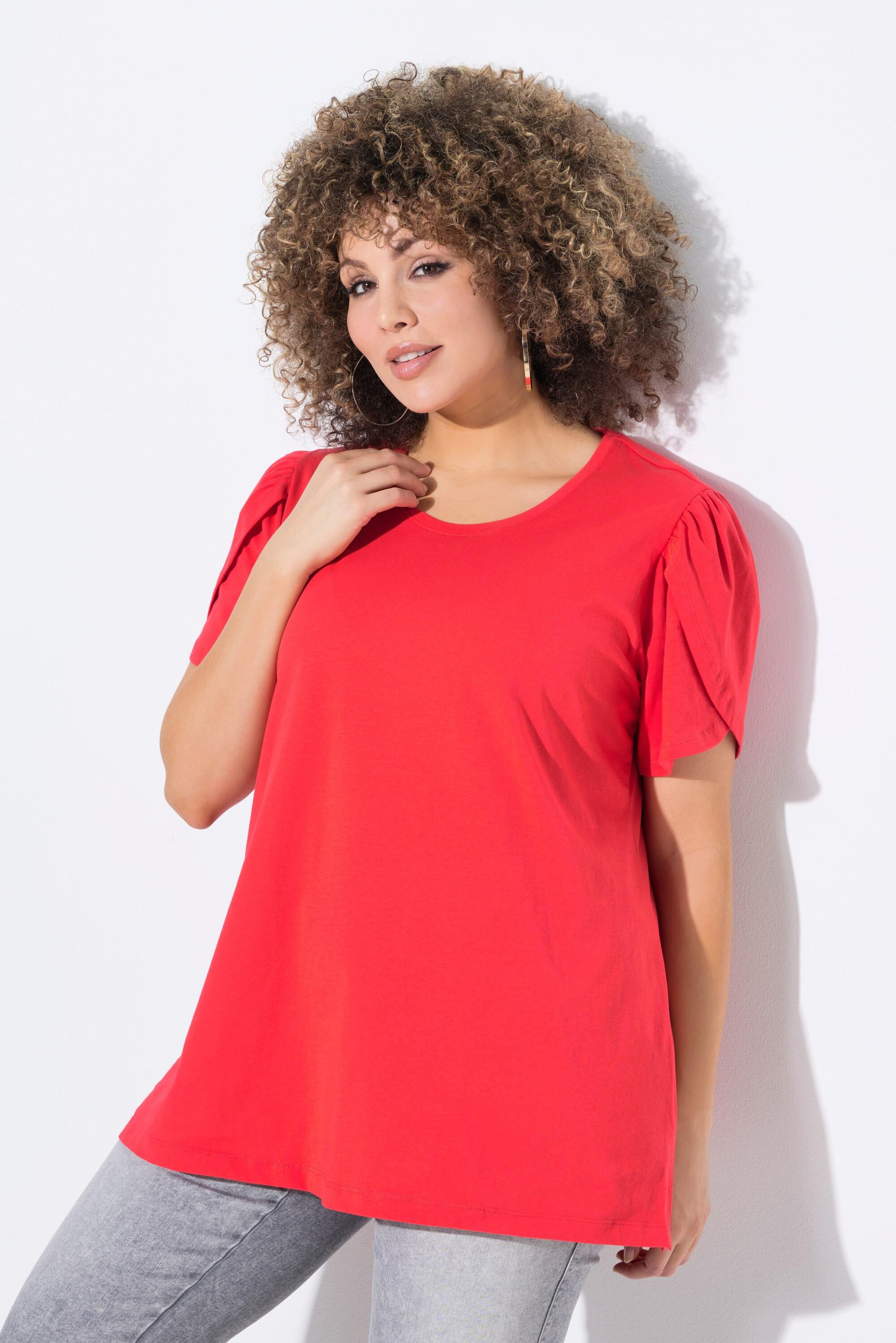 Ulla Popken T-shirt Effetto Stratificato Linea ad A Scollo Rotondo Mezza Manica  