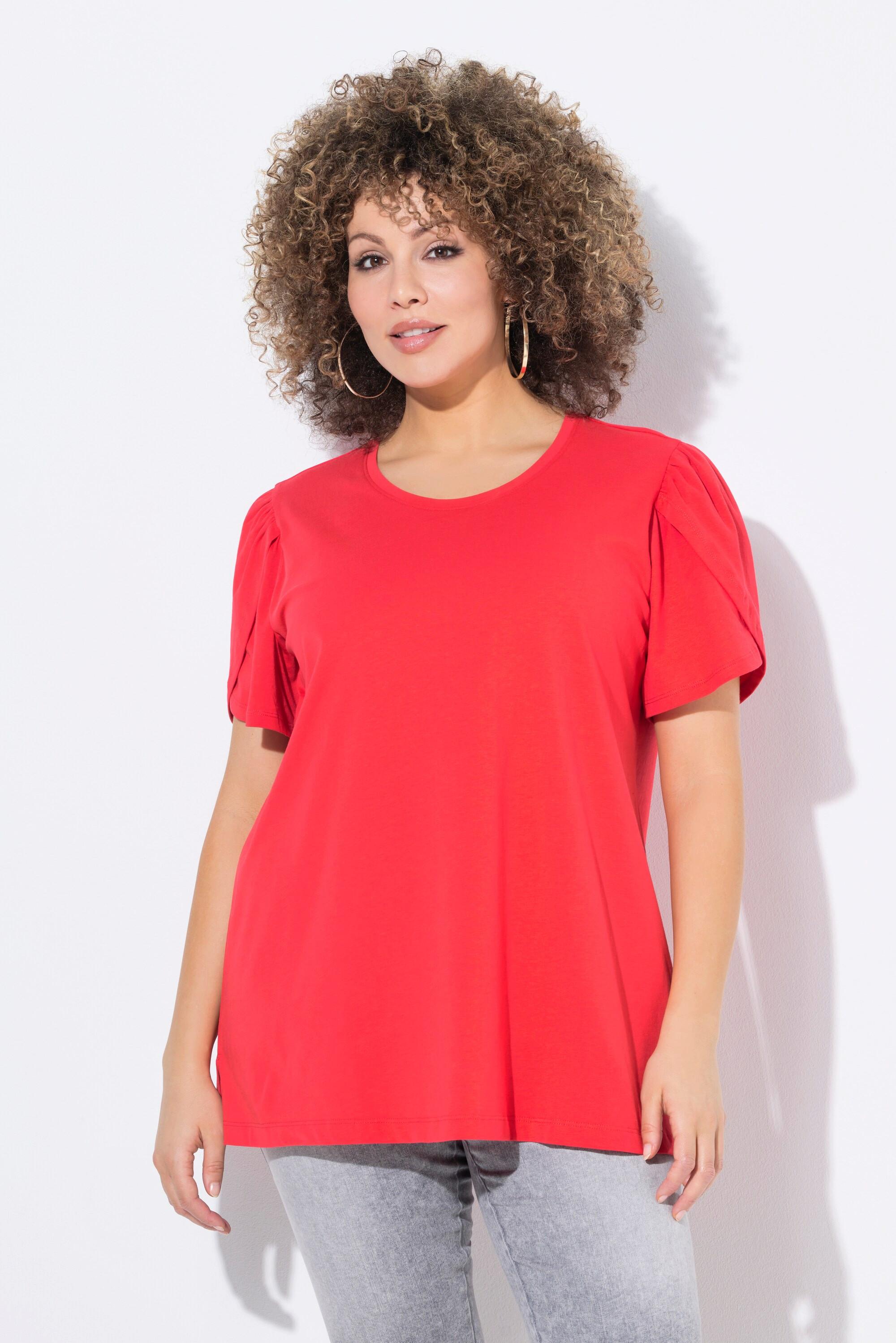 Ulla Popken T-shirt Effetto Stratificato Linea ad A Scollo Rotondo Mezza Manica  