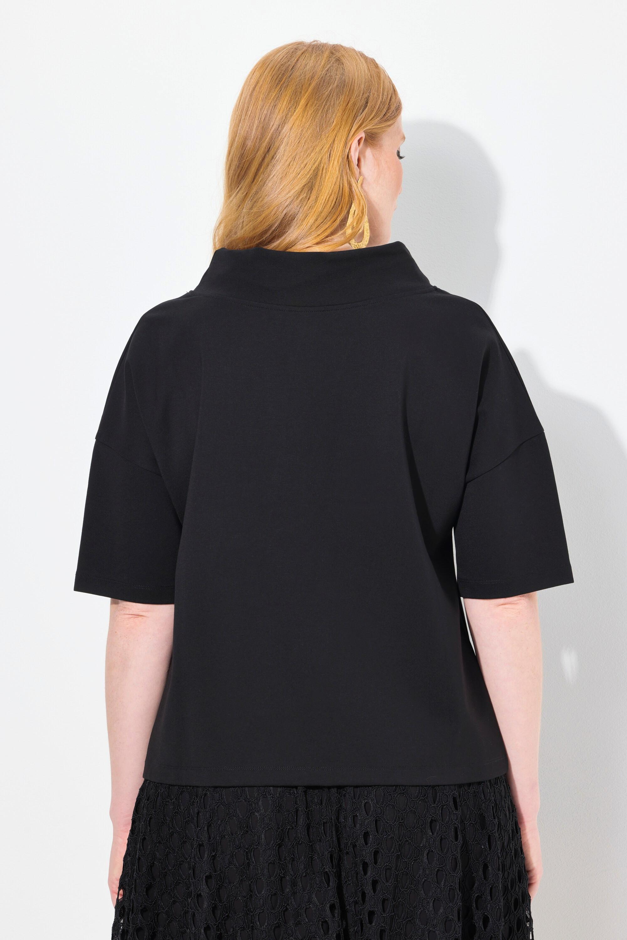 Ulla Popken Sweat-shirt oversize col châle manches courtes  