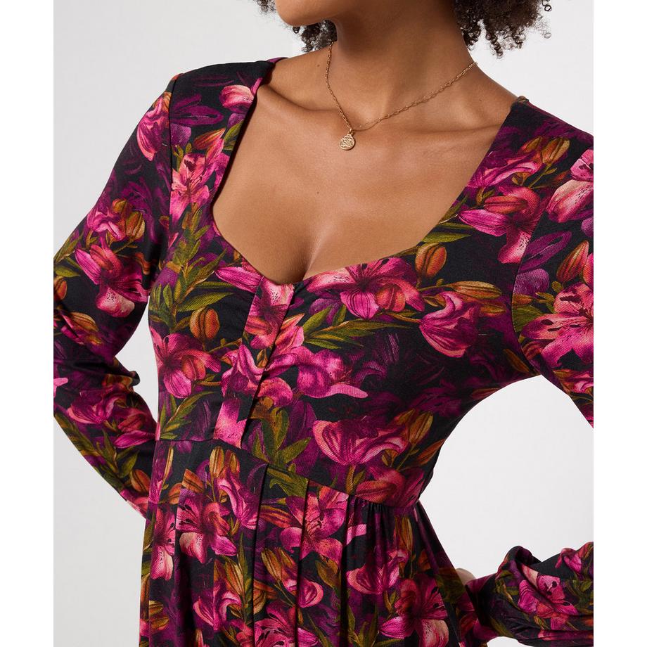 Joe Browns  Robe Mi-Longue en Jersey à Manches Longues Imprimé Lys 