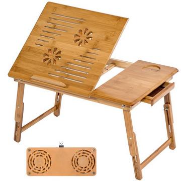 Laptoptisch aus Holz, höhenverstellbar, mit USB-Doppellüfter