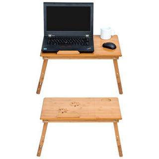 Tectake tavolino porta PC da letto 55x35x26cm, in legno, regolabile con ventole USB doppie  