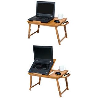 Tectake tavolino porta PC da letto 55x35x26cm, in legno, regolabile con ventole USB doppie  