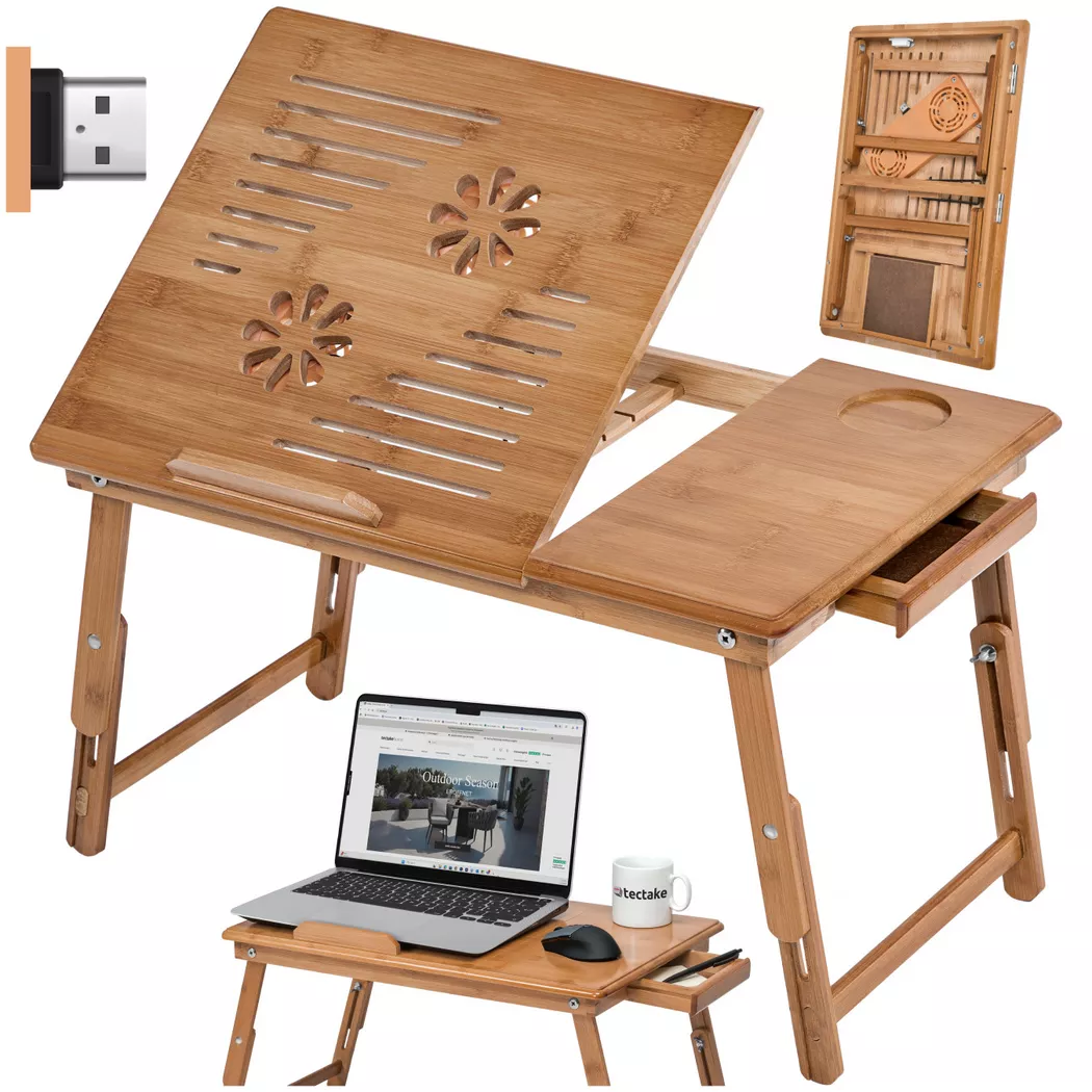 tectake Laptop Stand Kerstin in Brown